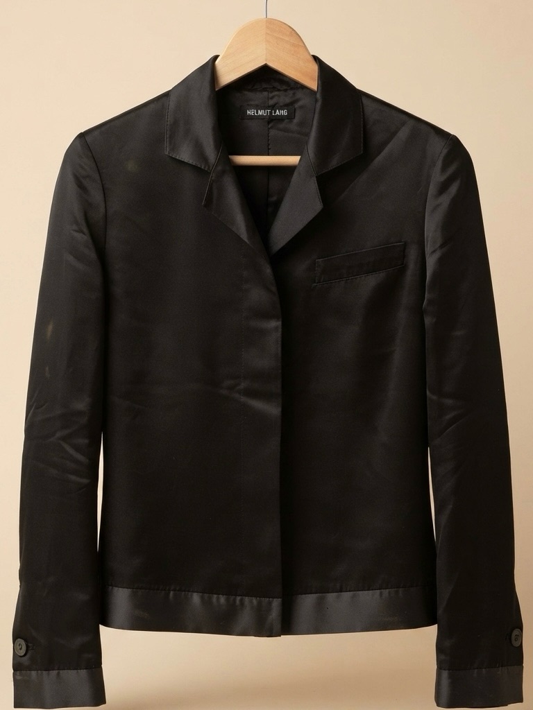 Helmut Lang Black Satin Minimalist Tailored Blazer